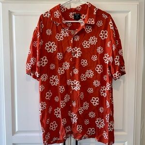 Men’s PacSun Orange & White Floral Button Up- L